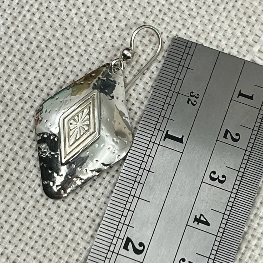 Handmade Vintage Sterling Silver Earrings | 90s Artisan Design - Picture 15 of 16